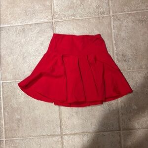 Red Pleated Women's Skirt